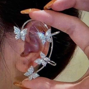 Unique, Elegant Butterfly Silver Clip-on Earrings (Left Side)